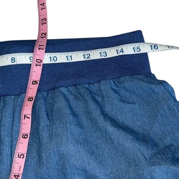 Womens Wide Leg Elastic Waist Blue Denim Pants 3XL - Picture 9 of 10